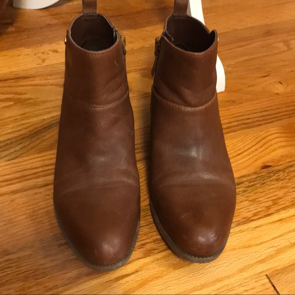 Franco Sarto Brown Leather Zip Booties, 7.5 - Picture 2 of 7